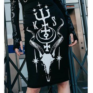 Killstar Altered States Black Stretch Pencil Skirt XXL NWT